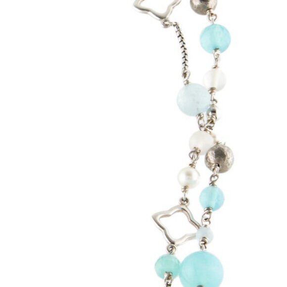 DAVID YURMAN STERLING SILVER 925 PEARL & MULTI-STONE TWEEJOUX STATION NECKLACE - Picture 8 of 10